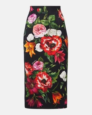 Dolce & Gabbana Floral Motif Skirt - Black