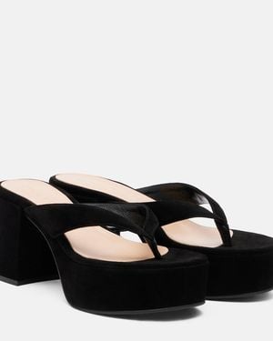 Gianvito Rossi Suede Platform Thong Sandals - Black