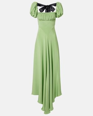 Rodarte Puff-Sleeve Silk Crepe Maxi Dress - Green