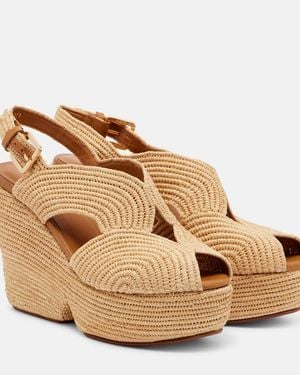 Robert Clergerie Dolce Raffia Platform Sandals - Metallic