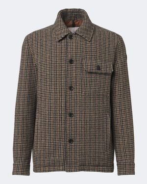 Moncler Veste En Tweed De Laine Melangee - Marron