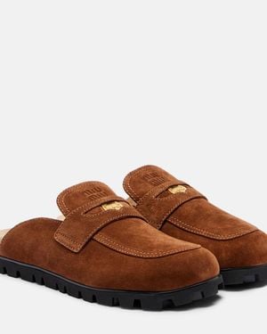 Miu Miu Oliva Suede Mules - Brown