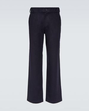 GR10K Straight Leg Wool-Blend Trousers - Blue