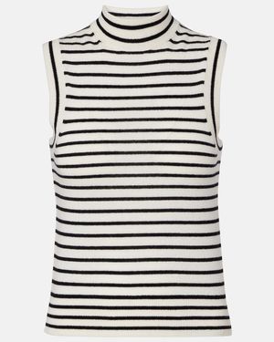 Nili Lotan Masha Striped Cashmere Turtleneck Top - Black