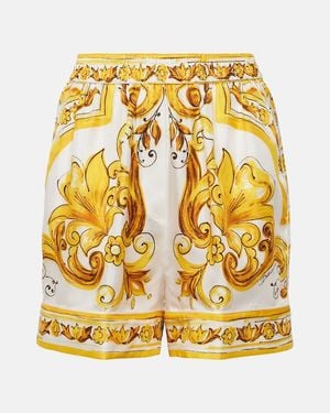 Dolce & Gabbana Printed Silk Shorts - Yellow