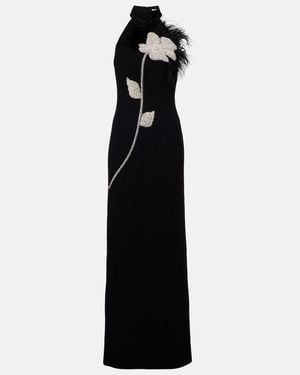 Rebecca Vallance Starlight Embellished Feather-Trimmed Gown - Black