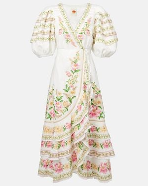 FARM Rio Floral Cotton Wrap Dress - Metallic