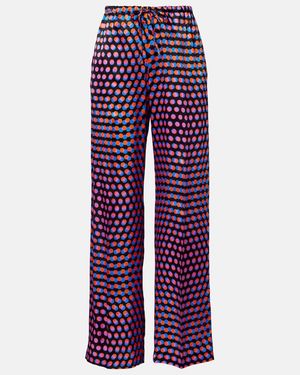 Dries Van Noten Weite Hose Aus Seide - Rot