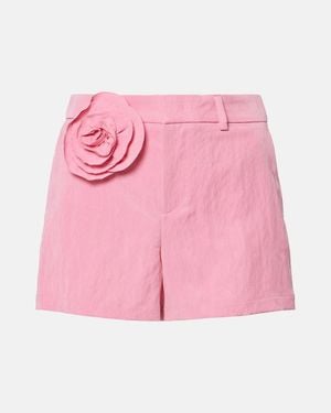 Blumarine Floral-Applique Gabardine Shorts - Pink