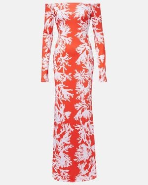 Alexandra Miro Mila Printed Jersey Maxi Dress - Red
