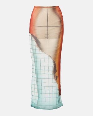 Jean Paul Gaultier Fire Tulle Maxi Skirt - Green