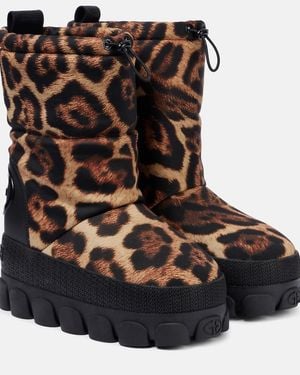 Goldbergh Snowy Leopard-Print Snow Boots - Black