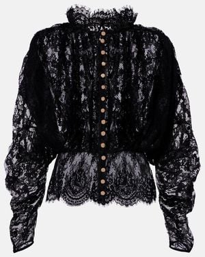 Self-Portrait Lace Blouse - Black