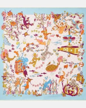 Gucci Panuelo De Sarga De Seda Estampado Con Gg - Blanco