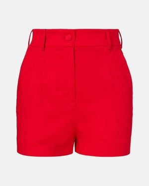 Dolce & Gabbana High-Rise Cotton-Blend Shorts - Red