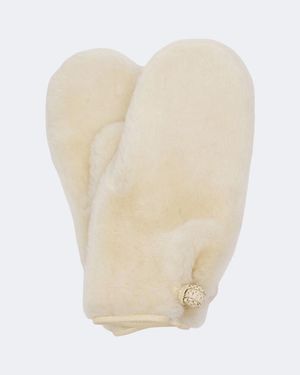 Magda Butrym Shearling Mittens - White