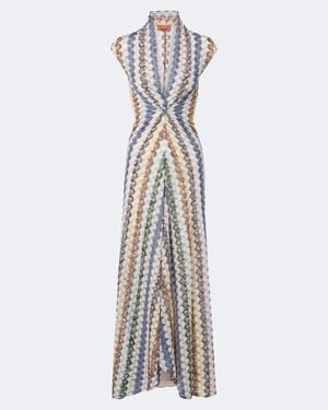 Missoni Lame Gathered Maxi Dress - White