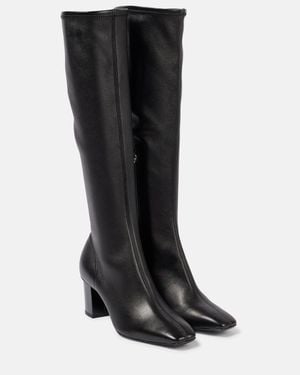 Max Mara Stretchy Leather Knee-High Boots - Black