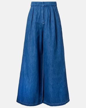 Max Mara Nastro Cropped Wide-Leg Jeans - Blue