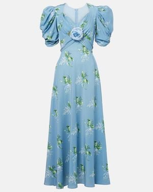 Rodarte Floral Silk Cocktail Dress - Blue