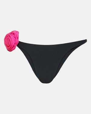 SAME Rose Applique Low-Rise Bikini Bottoms - Black