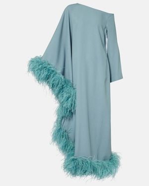 Taller Marmo Ubud Extravaganza Feather-Trimmed Gown - Blue