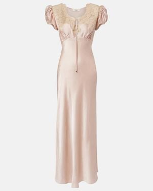 Chloé Lace-Trimmed Silk Satin Maxi Dress - Pink