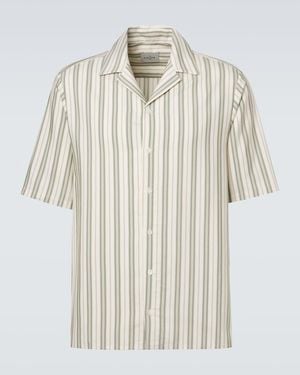 LeKasha Striped Silk Bowling Shirt - White