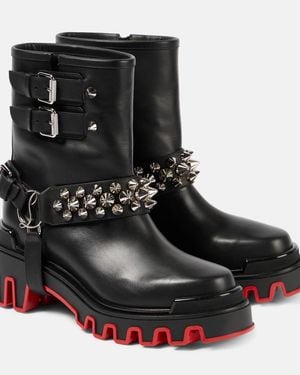Christian Louboutin Dune Bike Studded Leather Ankle Boots - Black