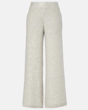 Brunello Cucinelli Sequined Wide-Leg Trousers - White