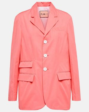 Plan C Single-Breasted Cotton Blazer - Pink