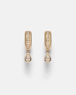 Roxanne First 14Kt Hoop Earrings With Diamonds - White