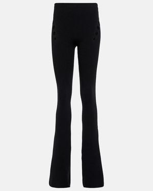 Jean Paul Gaultier Cutout High-Rise Flared Wool Trousers - Blue