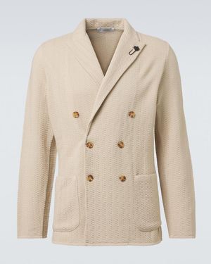 Lardini Double-Breasted Virgin Wool Blazer - Natural