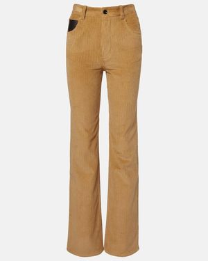 Bottega Veneta Cotton Corduroy Flared Trousers - Natural