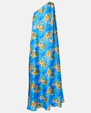 La DoubleJ Roy Floral Silk Twill Maxi Dress - Blue