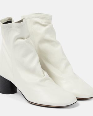 Isabel Marant Laeden Leather Ankle Boots - White