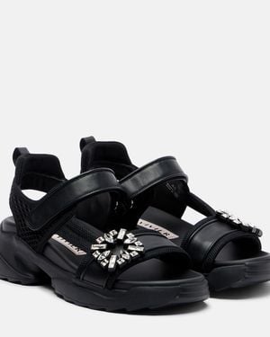 Roger Vivier Viv' Run Embellished Sandals - Black