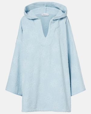 Hunza G Hooded Cotton Terry Poncho - Blue
