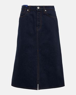 Burberry High-Rise Denim Midi Skirt - Blue
