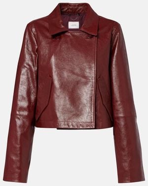 Dorothee Schumacher Broken Shine Cropped Leather Jacket - Red