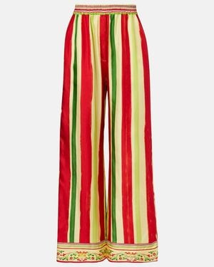 Dolce & Gabbana High-Rise Striped Silk Palazzo Trousers - Red