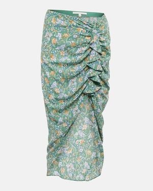 Veronica Beard Hazel Floral Asymmetric Midi Skirt - Green