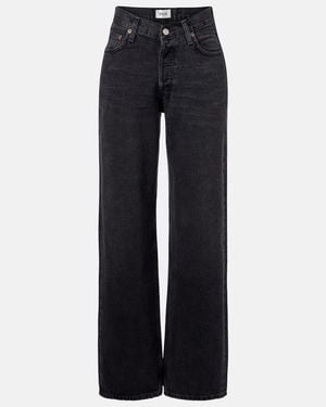 Agolde V-Waist Baggy High-Rise Wide-Leg Jeans - Blue