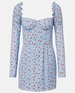 Dolce & Gabbana Floral Silk-Blend Minidress - Blue