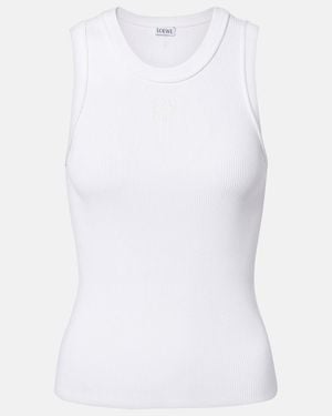 Loewe Anagram Ribbed-Knit Tank Top - White