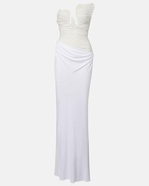 Christopher Esber Salacia Ruched Lace And Jersey Gown - White
