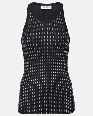 The Attico Crystal-Embellished Ribbed-Knit Tank Top - Black