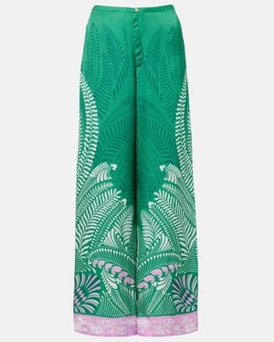 Poupette Clea Printed Wide-Leg Pants - Green