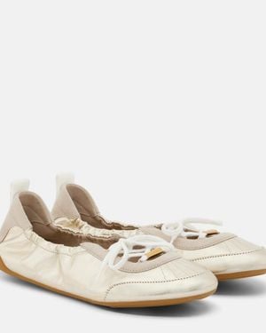 Chloé Ballerinas Kick Aus Metallic-Leder - Natur